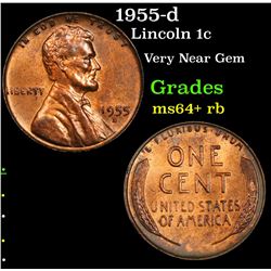 1955-d Lincoln Cent 1c Grades Choice+ Unc RB