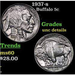 1937-s Buffalo Nickel 5c Grades Unc Details