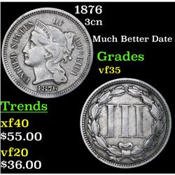 1876 Three Cent Copper Nickel 3cn Grades vf++