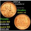 Image 1 : 1917-p Lincoln Cent 1c Grades Choice+ Unc RD
