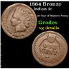 Image 1 : 1864 Bronze Indian Cent 1c Grades vg details