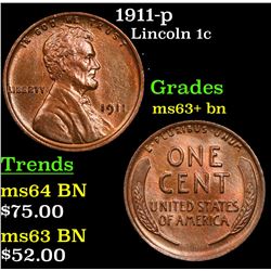 1911-p Lincoln Cent 1c Grades Select+ Unc BN