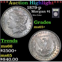 ***Auction Highlight*** 1879-p Morgan Dollar $1 Graded GEM+ Unc By USCG (fc)