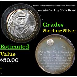 America In Space Americas First Manned Space Flight 1oz. .925 Sterling Silver Round Grades