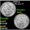 Image 1 : 1888-p Morgan Dollar $1 Grades Select Unc