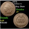 Image 1 : 1875 Indian Cent 1c Grades g+