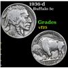 Image 1 : 1936-d Buffalo Nickel 5c Grades vf+