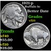 Image 1 : 1921-p Buffalo Nickel 5c Grades vf+