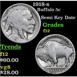 1918-s Buffalo Nickel 5c Grades f, fine