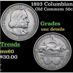 1893 Columbian Old Commem Half Dollar 50c Grades Unc Details