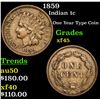 Image 1 : 1859 Indian Cent 1c Grades xf+