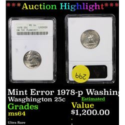 *Auction Highlight* ANACS Mint Error 1978-p Washington 25c On A Dime Planchet ms64 By ANACS fc