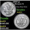 Image 1 : 1897-p Morgan Dollar $1 Grades Choice+ Unc