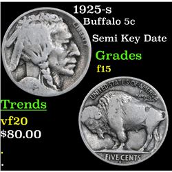 1925-s Buffalo Nickel 5c Grades f+