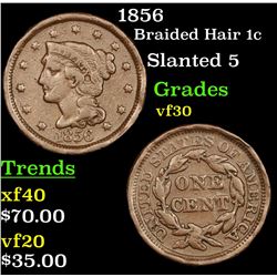 1856 Braided Hair Large Cent 1c Grades vf++