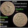 Image 1 : 1830 Coronet Head Large Cent 1c Grades f+