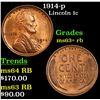 Image 1 : 1914-p Lincoln Cent 1c Grades Select+ Unc RB