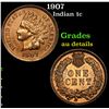 Image 1 : 1907 Indian Cent 1c Grades AU Details