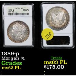 ANACS 1889-p Morgan Dollar $1 Graded ms62 PL By ANACS