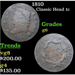 1810 Classic Head Large Cent 1c Grades g+