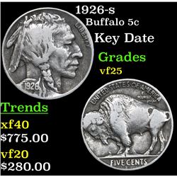 1926-s Buffalo Nickel 5c Grades vf+