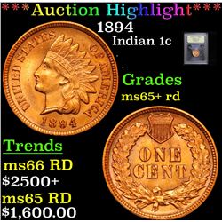 ***Auction Highlight*** 1894 Indian Cent 1c Graded Gem+ Unc RD By USCG (fc)