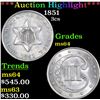 Image 1 : ***Auction Highlight*** 1851 Three Cent Silver 3cs Grades Choice Unc (fc)