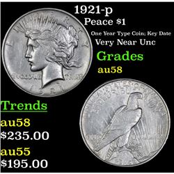 1921-p Peace Dollar $1 Grades Choice AU/BU Slider