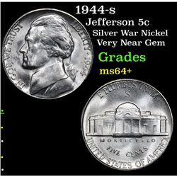1944-s Jefferson Nickel 5c Grades Choice+ Unc