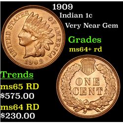 1909 Indian Cent 1c Grades Choice+ Unc RD