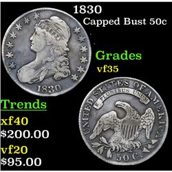 1830 Capped Bust Half Dollar 50c Grades vf++
