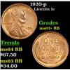 Image 1 : 1920-p Lincoln Cent 1c Grades Select+ Unc RB