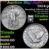 Image 1 : ***Auction Highlight*** 1924-p Standing Liberty Quarter 25c Graded Choice+ Unc By USCG (fc)