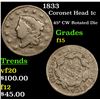 Image 1 : 1833 Coronet Head Large Cent 1c Grades f+