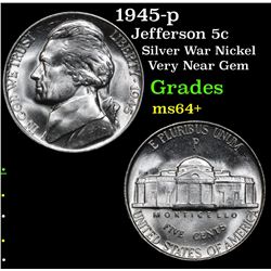 1945-p Jefferson Nickel 5c Grades Choice+ Unc
