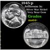 Image 1 : 1945-p Jefferson Nickel 5c Grades Choice+ Unc