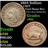 Image 1 : 1863 Indian Civil War Token 1c Grades vf+