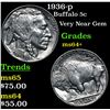 Image 1 : 1936-p Buffalo Nickel 5c Grades Choice+ Unc