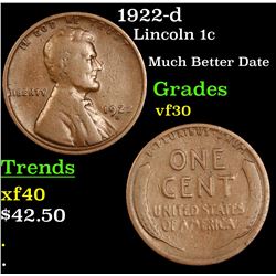 1922-d Lincoln Cent 1c Grades vf++