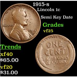 1915-s Lincoln Cent 1c Grades vf+