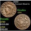 Image 1 : 1832 Coronet Head Large Cent 1c Grades vf+