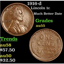 1916-d Lincoln Cent 1c Grades Choice AU