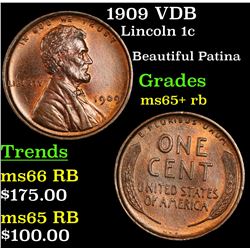 1909 VDB Lincoln Cent 1c Grades Gem+ Unc RB