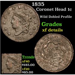 1835 Coronet Head Large Cent 1c Grades xf details