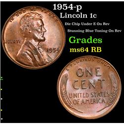 1954-p Lincoln Cent 1c Grades Choice Unc RB