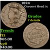 Image 1 : 1824 Coronet Head Large Cent 1c Grades f details