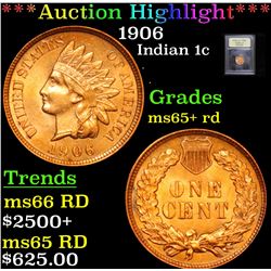 ***Auction Highlight*** 1906 Indian Cent 1c Graded Gem+ Unc RD By USCG (fc)