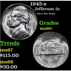 1945-s Jefferson Nickel 5c Grades GEM++ Unc