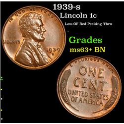 1939-s Lincoln Cent 1c Grades Select+ Unc BN