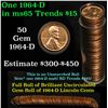 Image 1 : Full roll of 1964-d Lincoln Cents 1c Uncirculated Condition . .